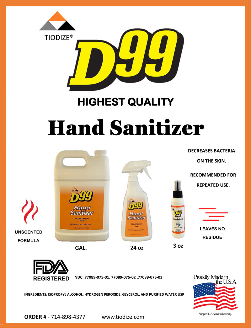 D99 Hand Sanitizer Specs